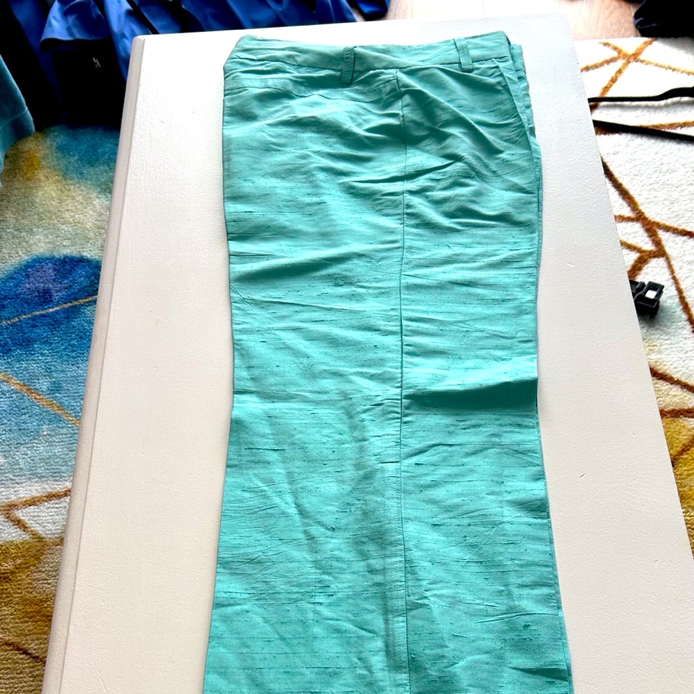 Women’s 100% silk turquoise pants